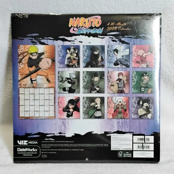 3/$25 2025 12" 16 Month Naruto Shippuden Calendar BNIP!! - Picture 2 of 2